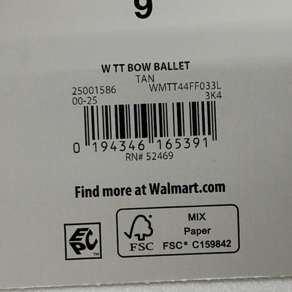 Time And Tru Bow Ballet Flats Slip On Size 9 Synthetic Comfortable Everyday Wear - Picture 9 of 9